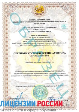 Образец сертификата соответствия аудитора №ST.RU.EXP.00014299-1 Топки Сертификат ISO 14001